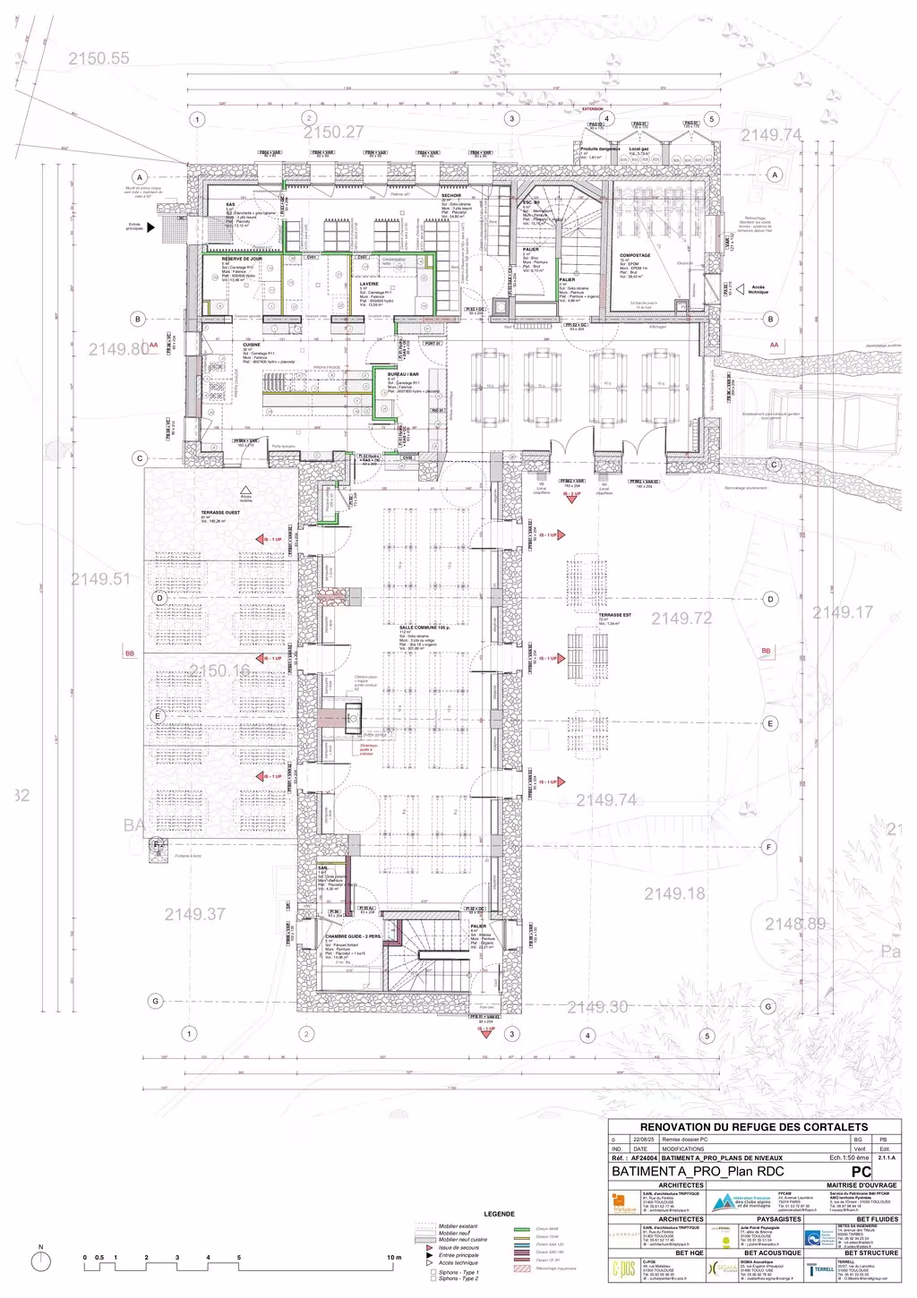 Plans d'am&eacute;nagement du refuge des Cortalets par niveau