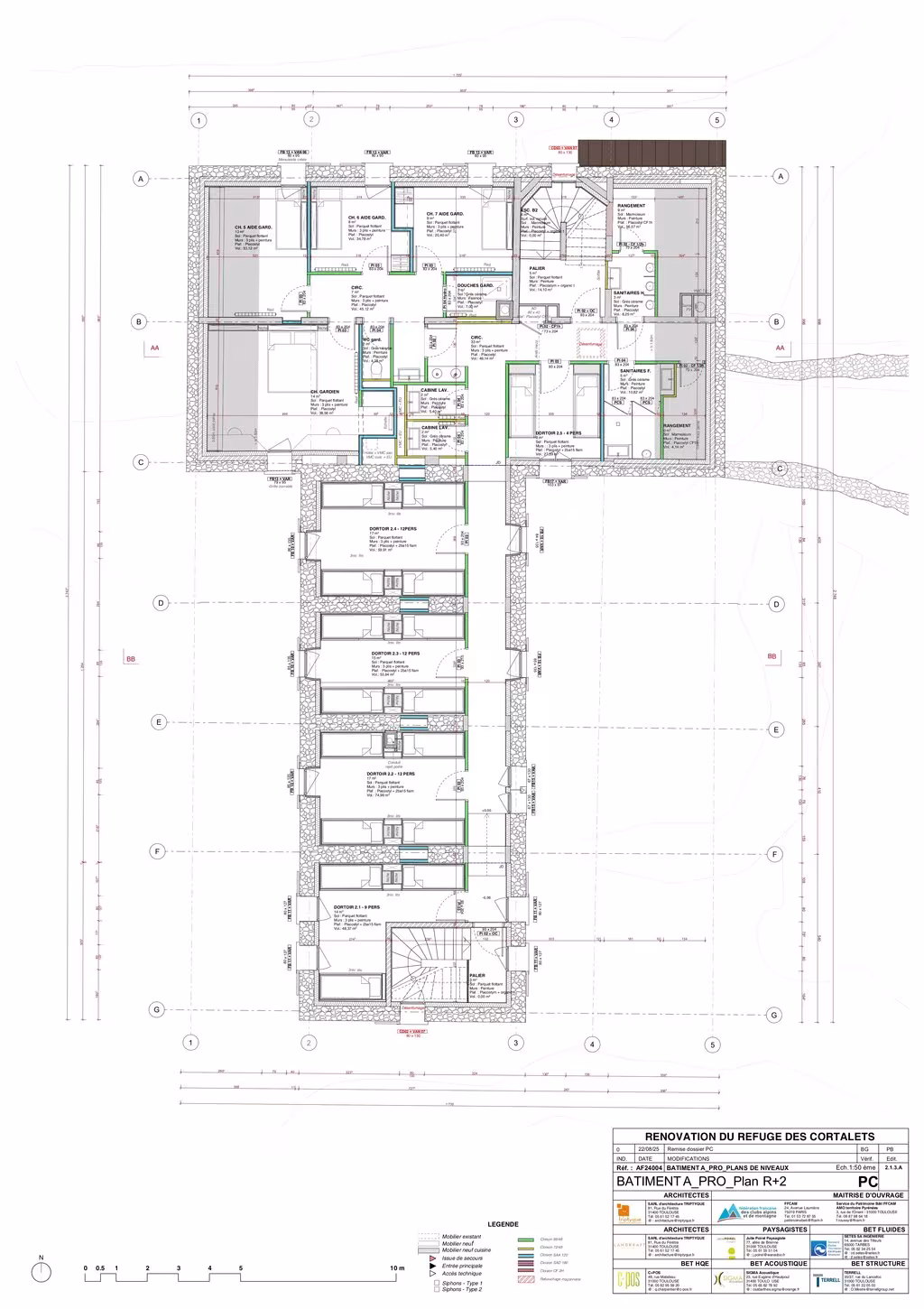 Plans d'am&eacute;nagement du refuge des Cortalets par niveau