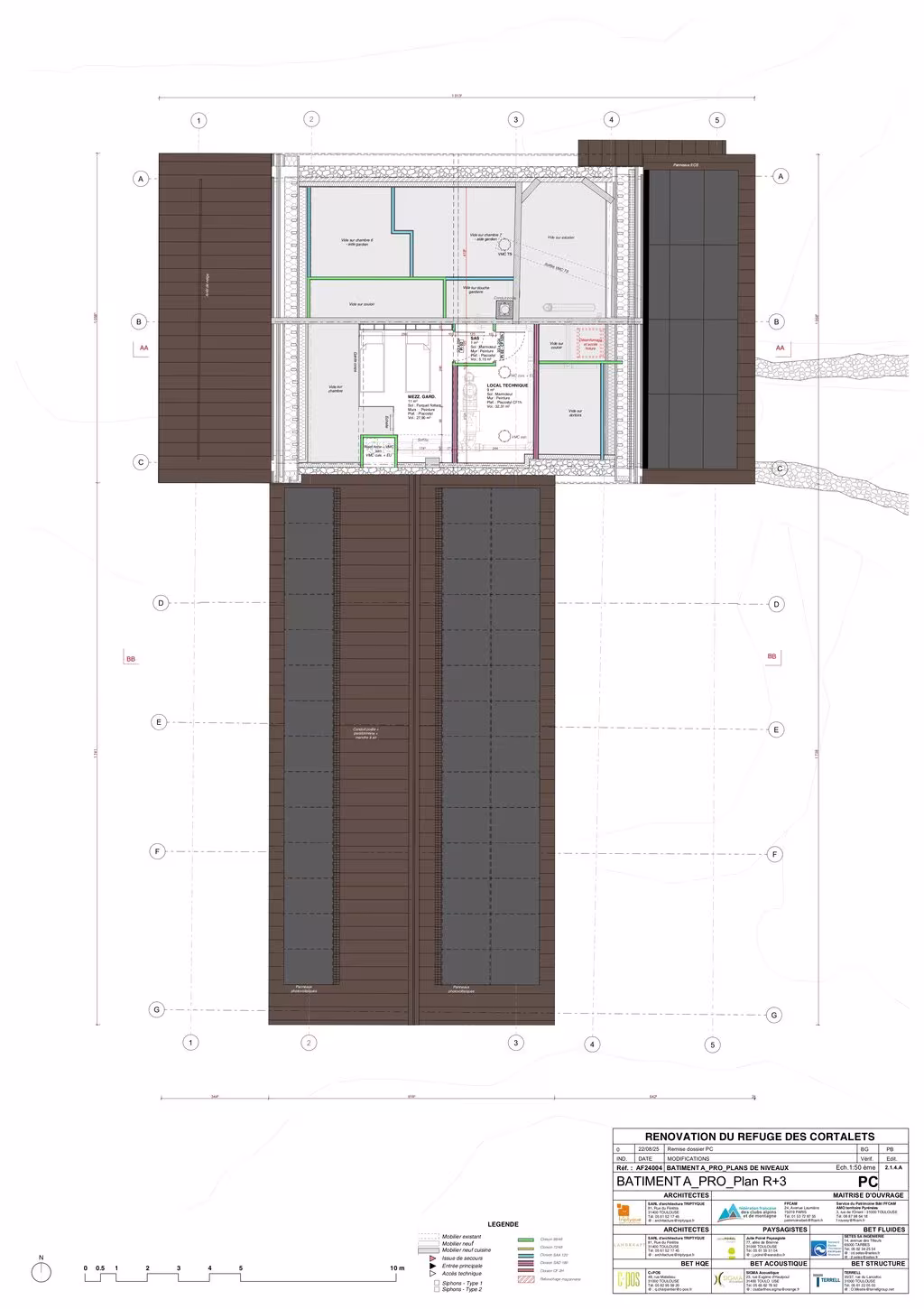Plans d'am&eacute;nagement du refuge des Cortalets par niveau